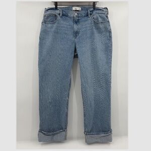 Abercrombie Fitch Jeans Women 16 Blue Baggy Low Rise Denim Cuff Hem Hip Hop 90s